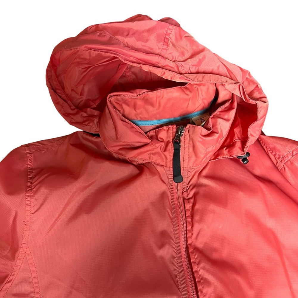Vtg LL Bean Full‎ Zip Women XL Windbreaker Jacket Salmon Pink Hooded Coat 0BUX3 - Picture 14 of 15